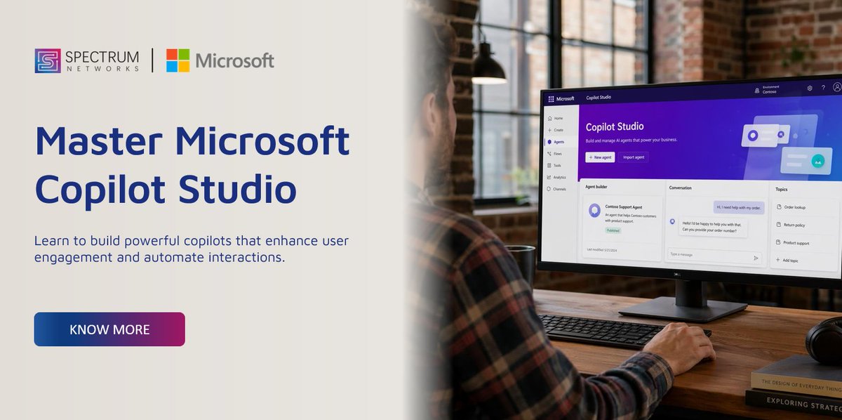 specnt's tweet photo. 🤖Learn to Build Your Own AI Agents

Our Create Agents in Microsoft Copilot Studio (PL-7008) training teaches you how to master the development of intelligent conversational interfaces

👉Enroll now: https://t.co/wkcsG1n4Dy

📩Contact us at insidesales@specnt.com for more details https://t.co/aHoy88NyAh