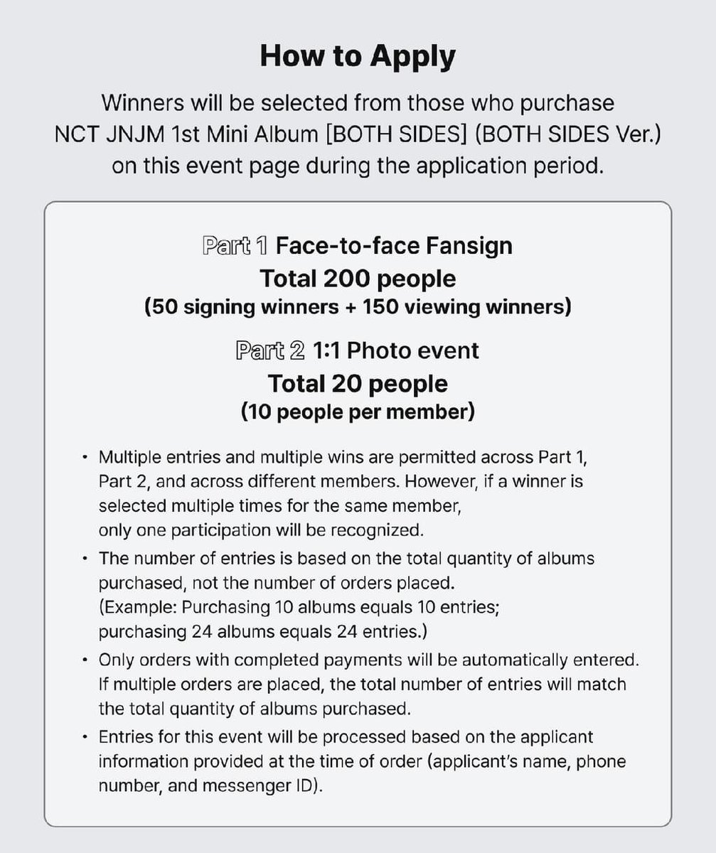 Jastipelice's tweet photo. OPEN JASA APPLY NCT JNJM [BOTH SIDES] FANSIGN & 1:1 PHOTO EVENT in JAKARTA X MAKESTAR 

💸 DP start 340k/album
✅ Choose member
✅ GO WA
🎁 200 winner fansign (50 fansign 150 viewing)
🎁 20 winners group photo
🎁 200 winners hi bye (benefit for all f2f winners)
🎁 20 winner 1:1 photo 

PERIODE APPLY :
⏰ 3 - 9 June 20.00 WIB 
📢 Announcement 10 June 15.00 WIB 

📆 EVENT SCHEDULE 
— 3 July 2026 

✅ Foreigners/global/international fans can dm!
📩 DM / WA 0822-1321-4899 untuk order

t. open jasa apply fansign nct dream nct jnjm makestar