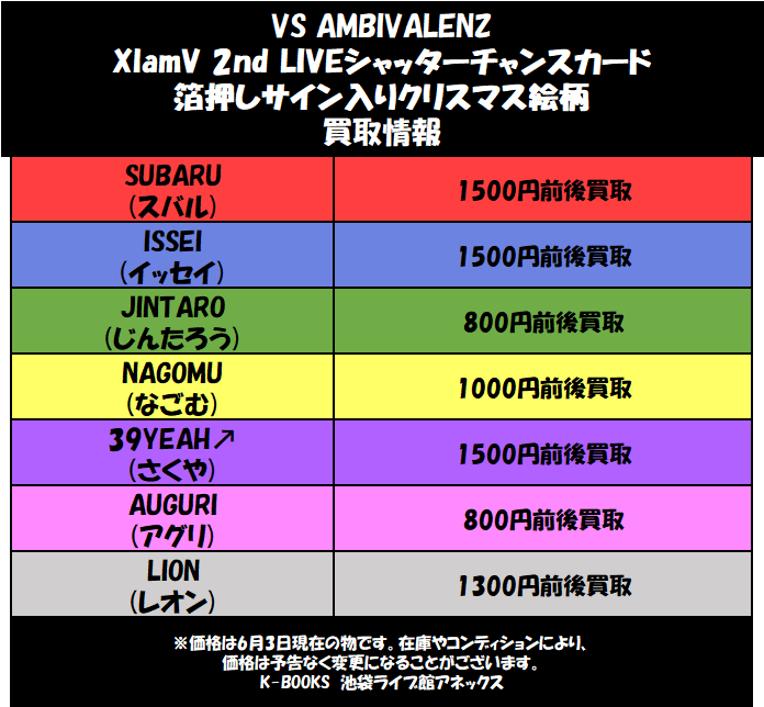 買取情報】 「VS AMBIVALENZ」 XlamV 2nd LIVEシャッターチャンス
