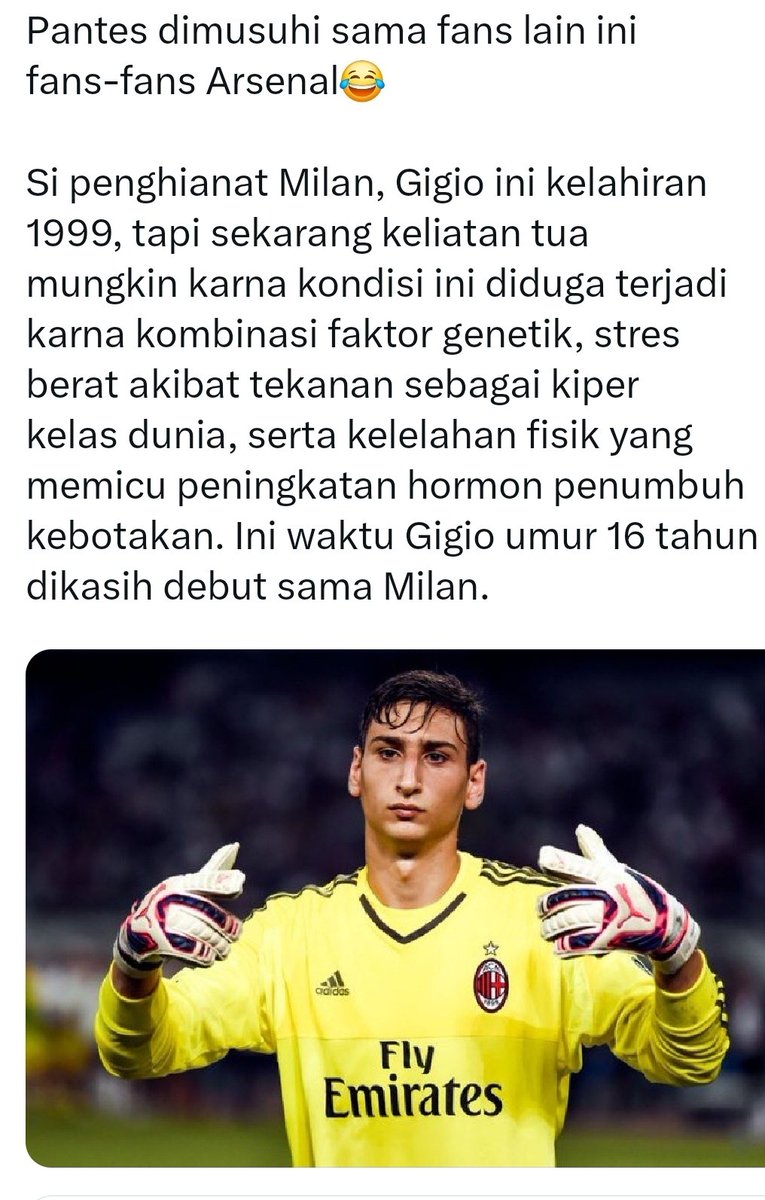 driiansyah's tweet photo. @mimpijadibesar @cowom1sterius @reviewapaaja @a_vian91 @TotallyACMILAN Perasaan di tweet ini lebih banyak ngejek donnaruma, dari yg disebut penghianat, sampe ngeledek donnaruma yg keliatan lebih tua dari umurnya. Paham sama tweet kaya gini aja susah ngerti ya pantes...🤣🤣🤣 https://t.co/7HecgujXMN