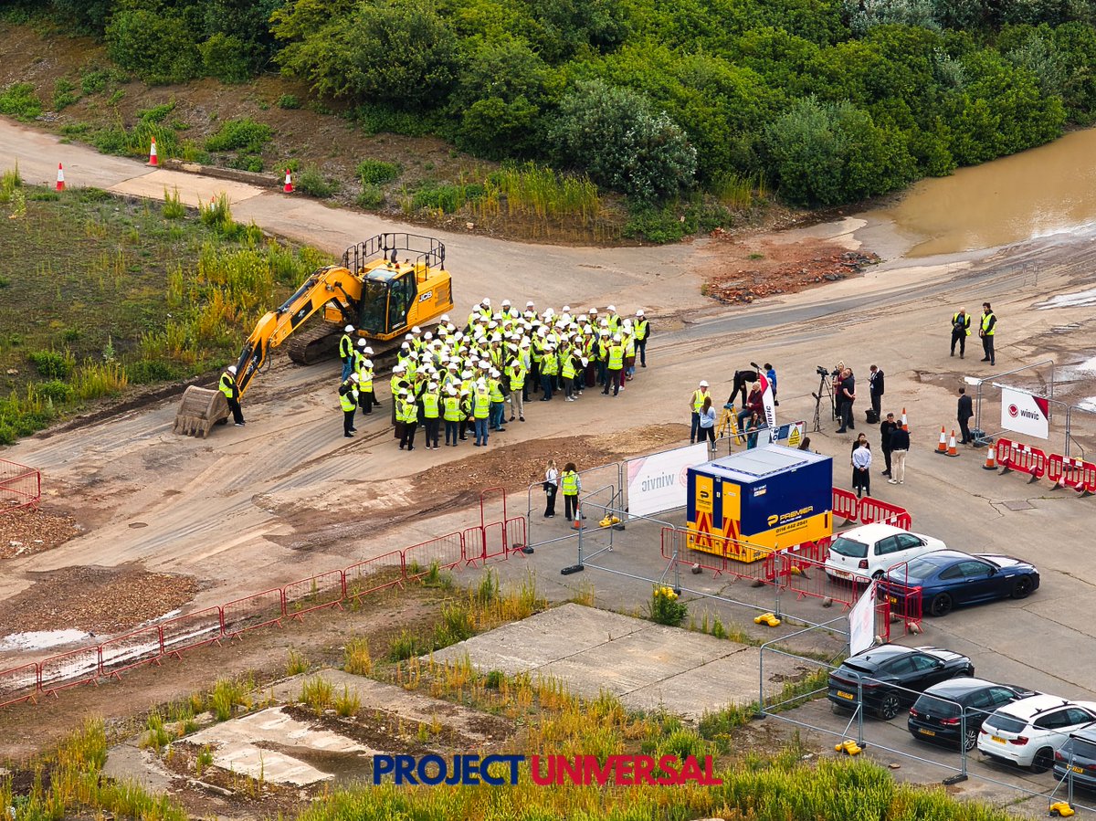 ProUniversalUK's tweet photo. Still no official word on exactly what's happening, but there was definitely something going on at the site today. 

A large group of people in brand-new hi-vis vests gathered around the JCB while a Sky News crew filmed and took photos. It certainly had all the hallmarks of a ground-breaking ceremony, although the JCB was parked on concrete and didn't actually dig anything while I was watching, so the jury is still out on that one!  

I put the drone up for a quick look, but I deliberately kept my distance and remained outside the Universal boundary out of respect for what appeared to be a private event. As a result, I couldn't get close enough to see exactly what was happening but MEGA zoom worked well I think.  

It also makes me wonder if Sky News is preparing a story. Their helicopter was circling the area yesterday and, presumably, filming the site from above. Hopefully they managed to point the cameras at the right piece of land this time! 😆 

 What do you think was going on?  

Leave a comment below, and if you were there or know more, my inbox is always open!  

#bedford #SkyNews #construction #groundbreaking #construction #jcb #themepark #UniversalStudios #fblifestyle #projectuniversal