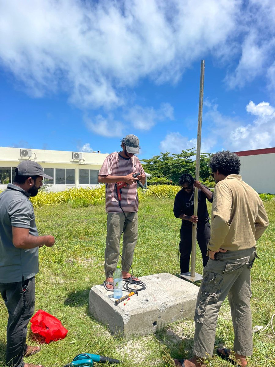 MoEnvmv's tweet photo. Maldive Meteorological Service is collaborating with Island Aviation Service Limited to provide Aviation Weather Service from Maafaru International Airport. Newly established Maafaru Met Office weather instrument set up work started today to facilitate weather observation reporting for safe, efficient, and reliable aviation weather service for Civil Aviation requirement. This initial set up will be further be upgraded under ongoing Systematic Observation Financing Facility (SOFF) project to be compliant with WMO – Global Basic Observation requirement.
@MetMaldives 
@MaldivianAero