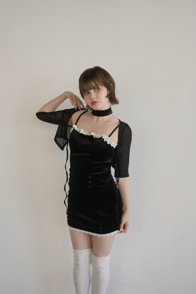 Dara tulle short cardigan color ivory/pink/black ¥7,700-tax in