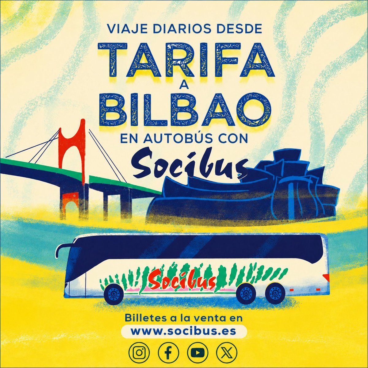 Socibus's tweet photo. De Tarifa a #Bilbao, cada día con Socibus
¿Llegas desde #Tánger al Puerto de #Tarifa? Continúa tu viaje hacia el norte de España con nuestra línea diaria Tarifa–Bilbao, con conexiones a numerosas ciudades del norte y enlaces internacionales hacia Francia.
https://t.co/6it8hGyHjU https://t.co/ggRcwOPdQu