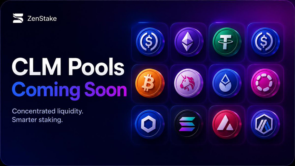 zenstake_app's tweet photo. What are CLM pools?

CLM = concentrated liquidity pools.

Instead of spreading capital across the full price curve, liquidity is placed within selected ranges for more efficient deployment.

A more advanced way to access onchain liquidity strategies.

#ZenStake #DeFi #CLM https://t.co/YnKmh7MAOZ