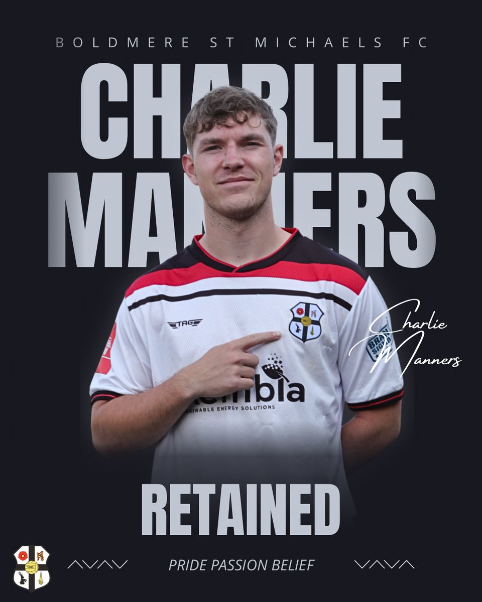 themikesfc's tweet photo. RETAINED ✍️⚪️⚫️

We can confirm that Charlie Manners has agreed terms to remain with Boldmere St Michaels FC for the 2026/27 season.

Charlie’s drive, work rate and competitive nature make him a real asset in the middle of the park, always willing to put his body on the line for the team.

Great to have you with us for another season Charlie🙌

#upthemikes