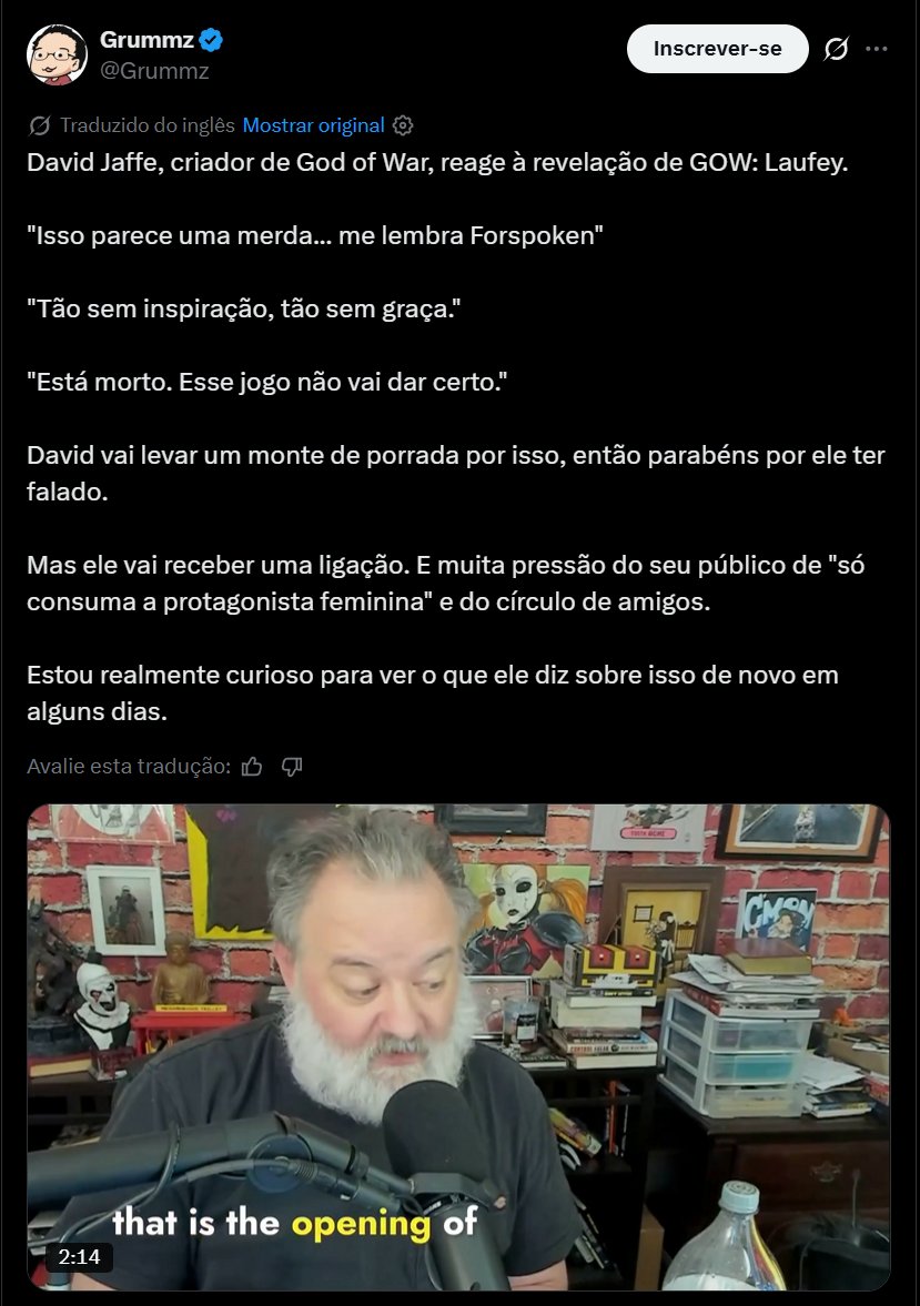 MarginalXbox's tweet photo. Criador de God Of War simplesmente DESTRUIU God of War Laufey! Ninguém gostou dessa merda! kkk 
https://t.co/qO6tIZigza https://t.co/k6DuX6gthW