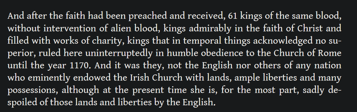 IrishHistorical's tweet photo. And after the faith had been preached and received, 61 kings of the same blood, without intervention of alien blood, kings admirably in the faith of Christ and filled with works of charity, kings that in temporal things acknowledged no superior, ruled here uninterruptedly

1/3 https://t.co/xFrCc97Jk5