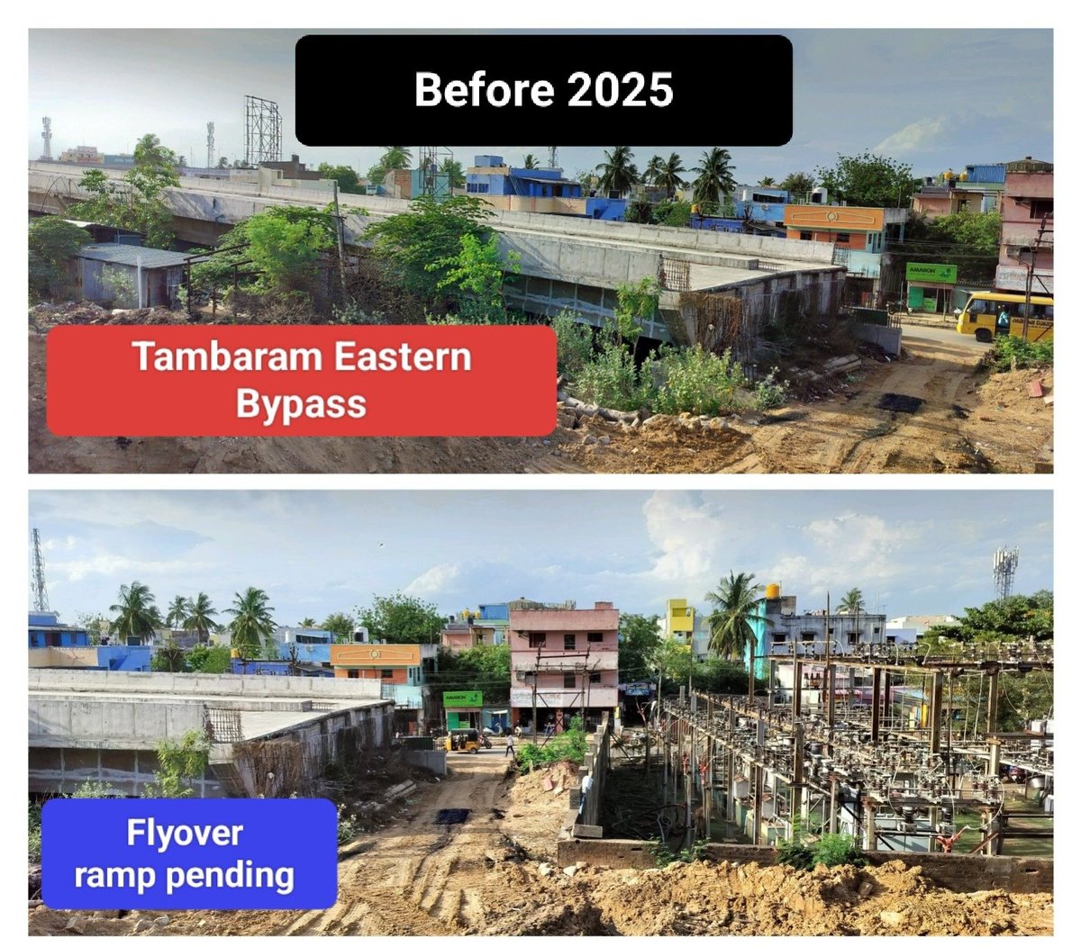dayatiger197312's tweet photo. Good News #SocialSupport
#Tambaram Eastern Bypass #Ramp towards Mappedu is getting ready &amp; soon to be opened
@CMOTamilnadu @sarath0828
2 more links pending Road laying in #Forest Land parcel &amp; the #Bridge construction above Rajakilpakkam Lake need to be completed for completion https://t.co/iwRqa15t2W