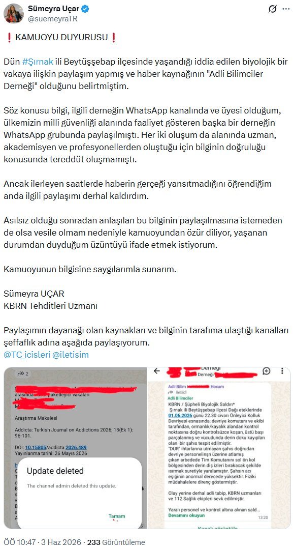 ulkucuhareketr's tweet photo. ZAFER PARTİSİNDEN ALÇAK PROVOKASYON

Ümit Özdağ'ın Başdanışmanı Sümeyra Uçar, dezenformasyona yönelik bilgiler paylaştıktan sonra tweetini sildi ve ardından özür diledi! https://t.co/9j9wnEIyKa