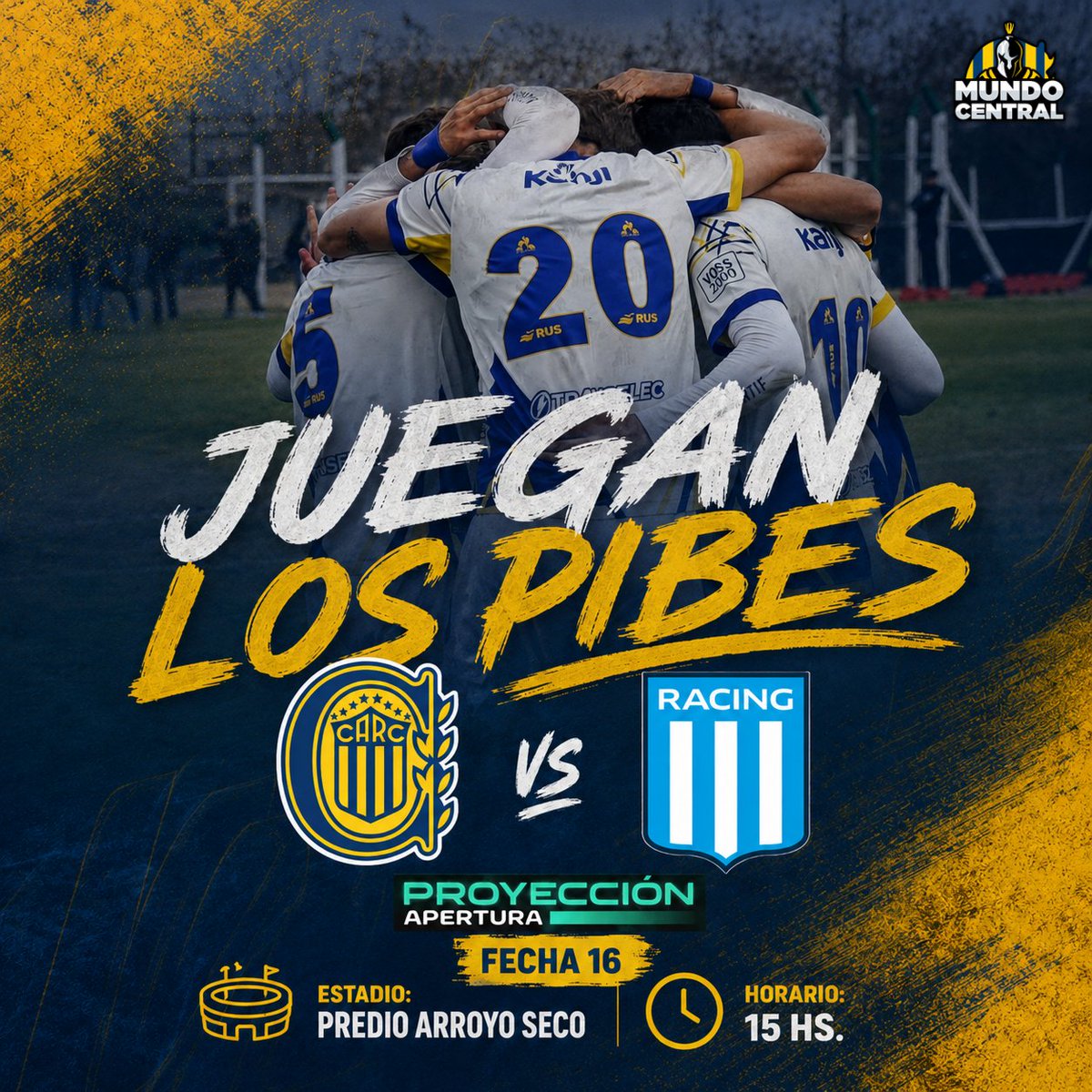 MundoCentralOf's tweet photo. #Reserva | ⚽️ #RosarioCentral recibe a Racing desde las 15:00 horas en Arroyo Seco, por la fecha 16 del Torneo Proyección Apertura.

➡️ El partido se podrá ver por LPF Play, ESPN 3 y Disney+

👨🏻‍⚖️ Sebastián Milessi será el árbitro del partido

¡#VamosLosPibes!💪🏻🇺🇦 https://t.co/UCWxjqzLzG