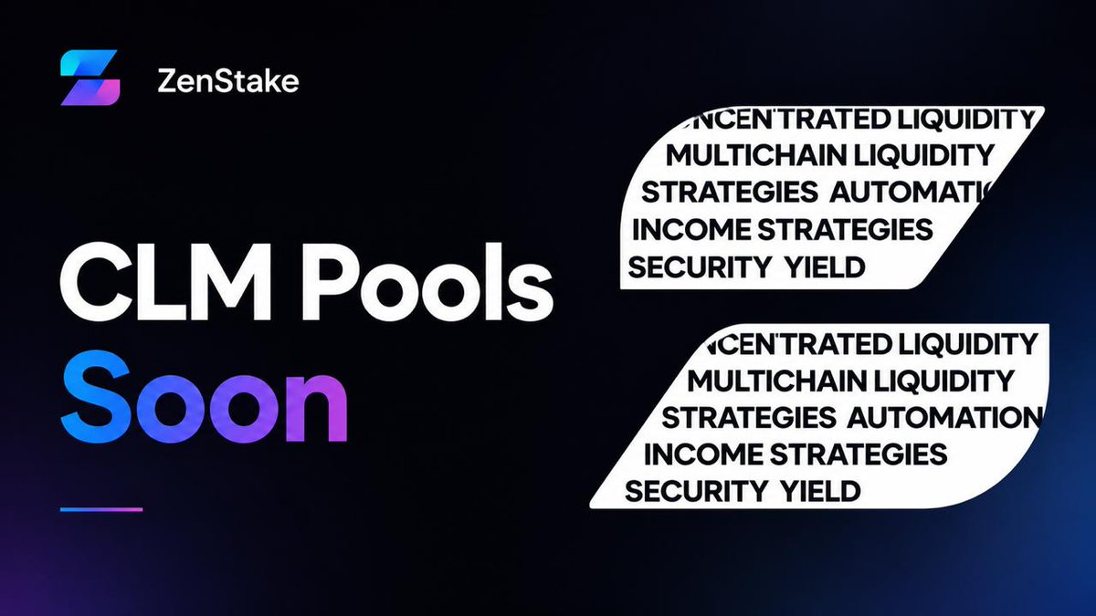 zenstake_app's tweet photo. CLM pools are coming soon to ZenStake.

More concentrated liquidity strategies, broader pair coverage, and deeper market access across key ecosystems.

#ZenStake #DeFi #CLM #Liquidity https://t.co/CCWuVfO0lS