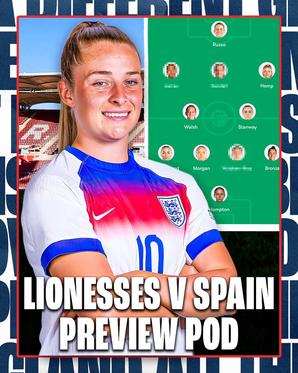 England_Pod's tweet photo. New Pod. 🚨

Robyn Cowen is joined by @KathrynBatte to preview Friday's game, discussing fitness concerns, whether Toone starts, and how Sarina Wiegman might approach the biggest game of the Lionesses' year so far. Listen here. 👉 https://t.co/Y813PyPJ7B https://t.co/1ZBDHVcUY1