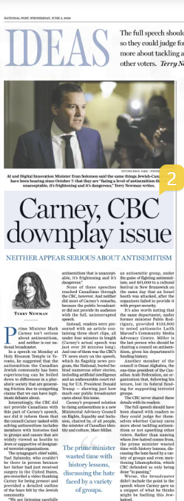 terrynewman's tweet photo. Neither Carney nor the CBC takes antisemitism seriously. https://t.co/1uEuMb7ab2