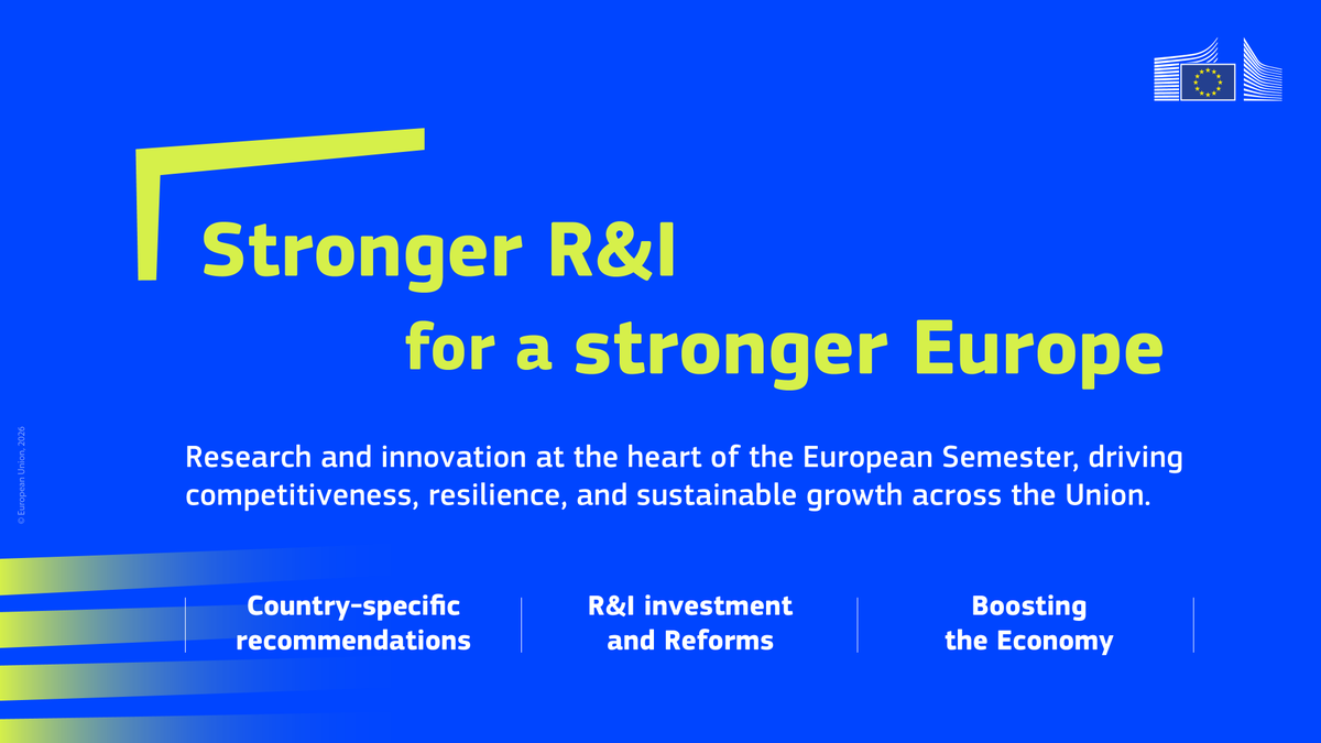EUScienceInnov's tweet photo. 🌱 The EU's Spring Package is here.

26 Member States received recommendations on Research &amp; Innovation sending a clear signal: R&amp;I is not optional. It's the foundation of Europe's competitiveness and growth.

Read more: https://t.co/lyzMSkwWIm https://t.co/WLkdO2lH8v