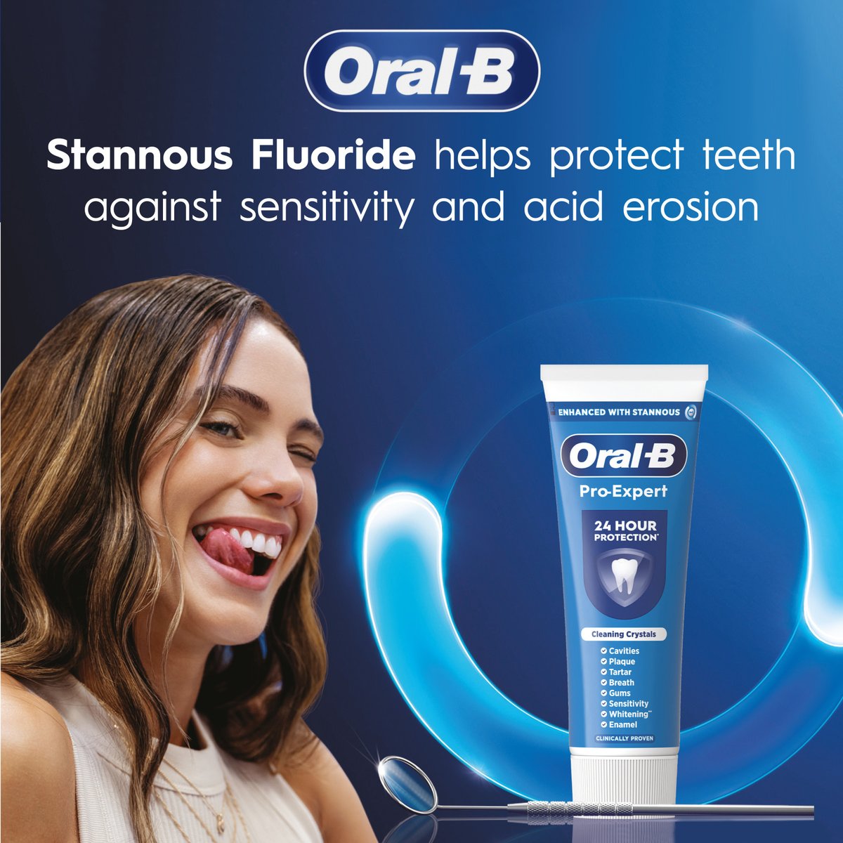 Dentistry's tweet photo. The consumption of soft drinks, fruit juices &amp; sports drinks is rising. The erosive nature of these drinks is well known, but how can we protect teeth? Stannous fluoride gives total protection; that’s why it's in all Oral-B Pro-Expert &amp; Oral-B Advanced toothpastes #ad https://t.co/cWV9SMRm8r