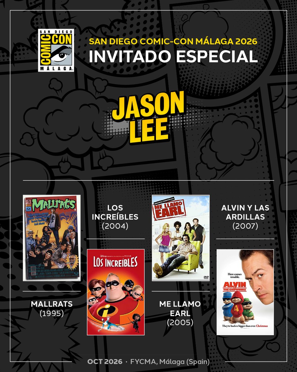 comicconmalaga's tweet photo. 🇪🇸 ¡Nuevo invitado! El polifacético actor Jason Lee nos acompañará este octubre en San Diego Comic-Con® Málaga 🤘🏻

🇬🇧 A new guest! The multi-talented actor Jason Lee will be joining us this October at #SDCCMálaga 🤘🏻 https://t.co/ZupHqCJ4Ie
