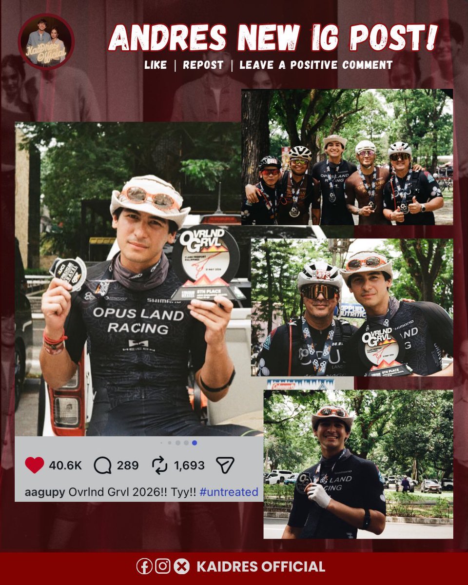 KaiDres_OFC's tweet photo. 𝑨𝒏𝒅𝒓𝒆𝒔 𝑰𝑮 𝑼𝒑𝒅𝒂𝒕𝒆! 🚴

Andres’ Ovrlnd Grvl 2026 dump is now up! Head over to his account and show some love by liking and commenting. Thanks, Pixies! 🧚

🔗 https://t.co/ysJqPMRXhA

#KaiDres #KaiMontinola #AndresMuhlach https://t.co/oIFm1OO9DS