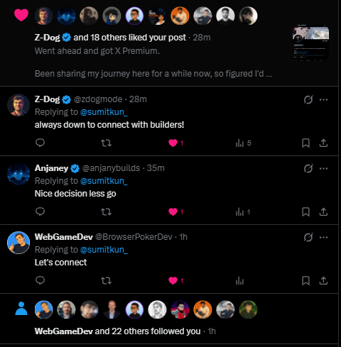sumitkun_'s tweet photo. Small account happiness :)

Got X Premium today and already connected with a bunch of peps.

Appreciate everyone who followed, &amp; replied🤝

If I missed following you back, drop a comment below and I'll get to you. https://t.co/OZa1XiwYGV