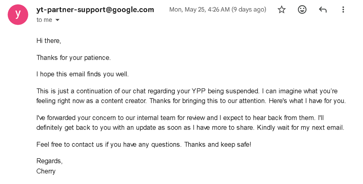 nemanjacreates's tweet photo. Hi @TeamYouTube 

My channel was suspended from YPP due to a "related channel" with an unresolved suspension

I completed the appeal process and submitted a video appeal showing that other channels connected to the same AdSense account continue to operate normally and are NOT suspended from YPP

The affected channel is also the ONLY channel that previously changed ownership

I've gone through multiple Creator Support escalations and internal reviews. Support confirms the association exists, but cannot identify the channel or explain the nature of the association

The attached screenshot is from a Creator Support escalation that was forwarded to the internal team. I was told I would receive an update, but I have NOT received any further response

Since none of the channels I currently own or operate are suspended from YPP, I'm struggling to understand what actions are available to resolve this issue

ANY guidance would be greatly appreciated!