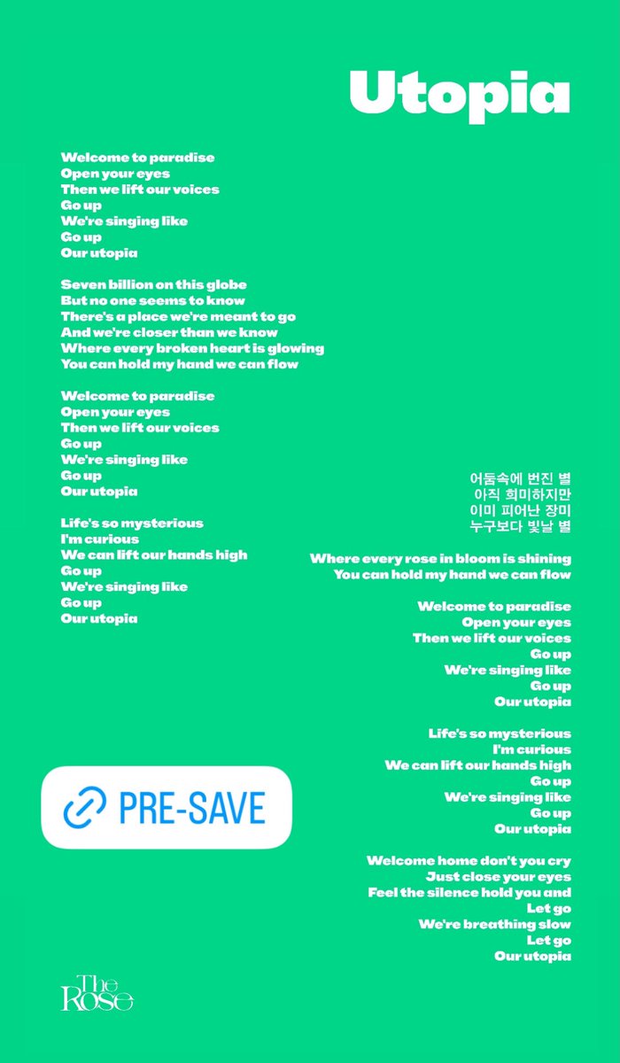 woosungmedia's tweet photo. The Rose - Utopia spoiler &amp; lyrics!

pre-save: https://t.co/XVmh5MW9QW https://t.co/tCkEPZkHHi