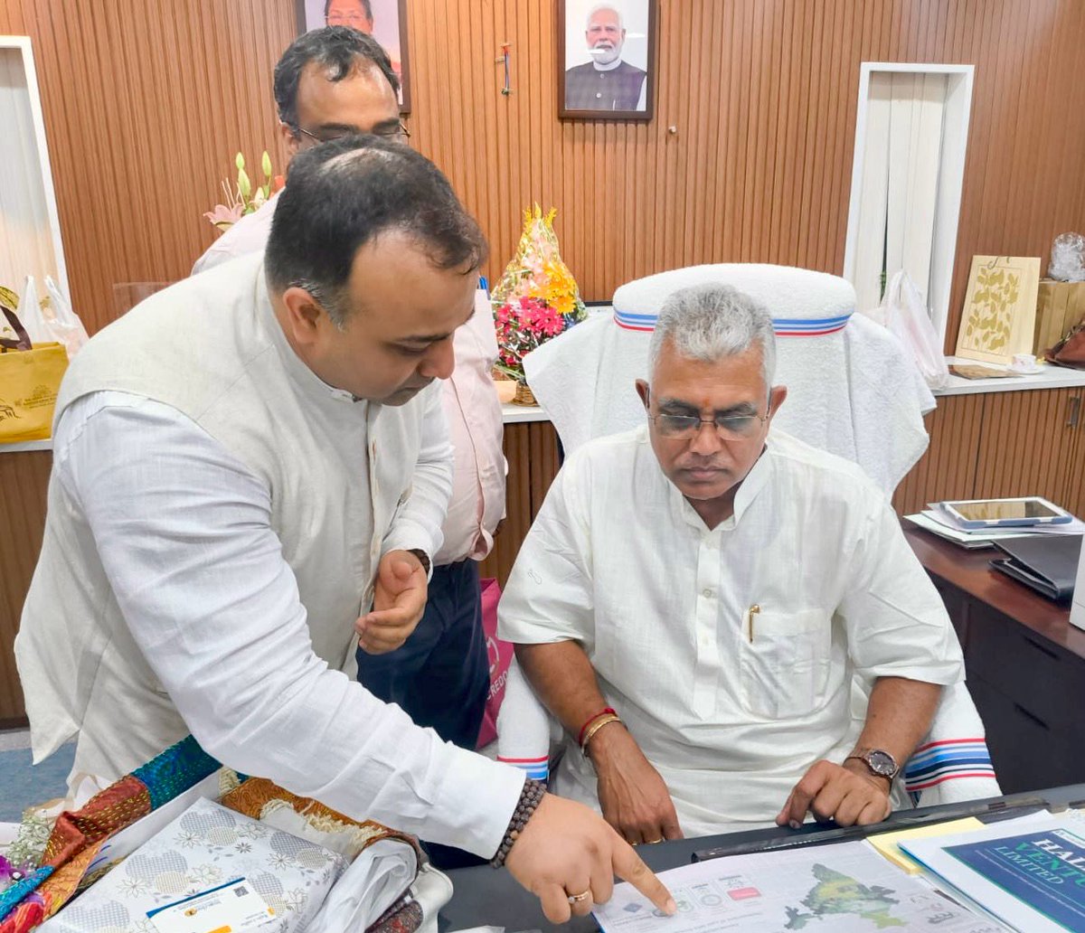 CII4ER's tweet photo. On 2 June 2026, the CII Eastern Region AYUSH Subcommittee presented a Rural AYUSH Outreach Model to Hon'ble Minister-in-Charge, Shri Dilip Ghosh, Department of Panchayat & Rural Development, Government of West Bengal.

The proposed model is built around a 3D Vision:
• Decolonization of Healthcare – Reclaiming India's traditional wellness systems as mainstream healthcare solutions.
• Democratization of the AYUSH Ecosystem – Making quality AYUSH access available to all, especially in rural and underserved areas.
• Development of the Last Mile through Empowerment – Creating livelihood opportunities by training local youth, women SHGs, and Panchayats as AYUSH entrepreneurs and community health ambassadors.

The Hon'ble Minister appreciated the concept and encouraged the development of an actionable roadmap leveraging the Panchayat network and existing rural institutions to ensure meaningful grassroots impact.

The interaction reinforced the potential of AYUSH as a vehicle for improving community health, generating rural livelihoods, and strengthening village-level development.

#CII4ER #CIIEasternRegion #AYUSH #RuralDevelopment #Healthcare #CommunityHealth #WomenEmpowerment #Panchayat #SwasthyaBharat #EasternRegion