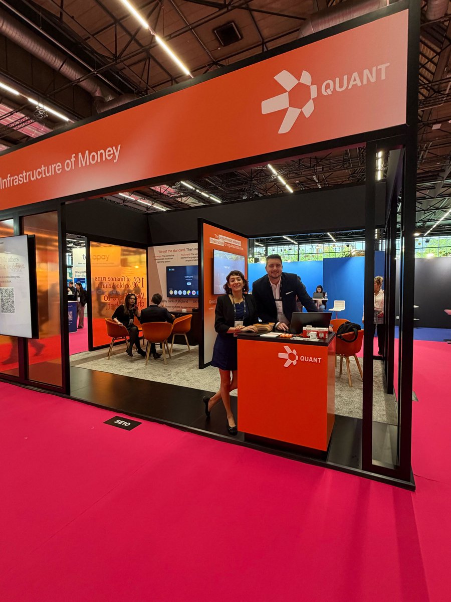 quantnetwork's tweet photo. ✅ Day 1 at @money2020 complete! We witnessed incredible conversations, great energy, and a happy hour that brought the industry together. 

Day 2 is well underway. Find us at stand 5E10 - it's not too late to come and meet the team behind the international standards for blockchain and interoperability. 

Here's what's waiting for you: 

➡️ Live demo: watch a tokenised deposit settle in seconds on Quant rails 
➡️ Walk-through: see how Quant connects to existing core banking systems and blockchain networks
➡️ Meet with our commercial team: map your pilot-to-production roadmap 

We set the standard. Then we built the technology. Come and see what that looks like in practice.

#TokenisedDeposits #ProgrammableMoney #Money2020