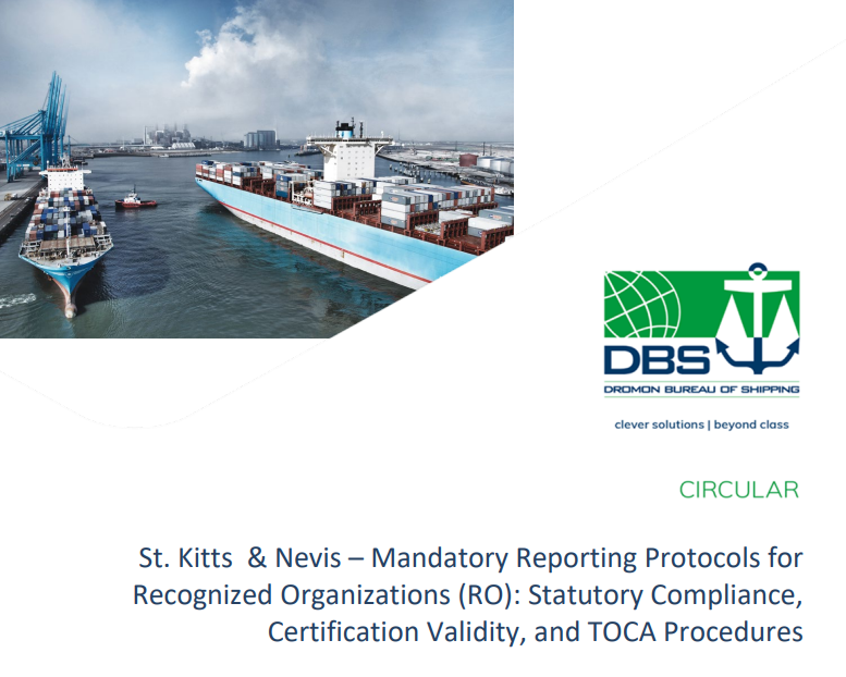 DromonBS's tweet photo. The St. Kitts and Nevis Ship Registry (SKAN) has issued Maritime Circular – MC 152 26,  to remind all Recognized Organizations (ROs), shipowners, and technical managers of their responsibilities regarding ...

Read more at : https://t.co/K1Kq3R624l https://t.co/g9hNUG7HCS