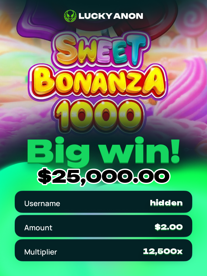 Luckyanoncom's tweet photo. 🚀A player on Lucky Anon just won big on Sweet Bonanza 1000 with a 12,500x multiplier🚀

$2.00 -> $25,000.00!🎉

To celebrate we're giving away 0,02 ZEC to 12 Lucky Players

To redeem share the code with support on live chat.

*must have wagered $4,500 in past 7 days https://t.co/Dt19bNLOzN