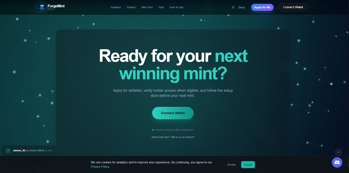 Forgemintbot's tweet photo. ForgeMint Pro+ is still in the early WL phase.

We’re looking for active minters and real supporters before the Access Pass mint goes live.

Not random farmers.
Not people who apply and disappear.
Active profiles.
Real minters.
People who actually need speed during competitive drops.

111 Access Pass NFTs.
Free mint.
Bot access included.
