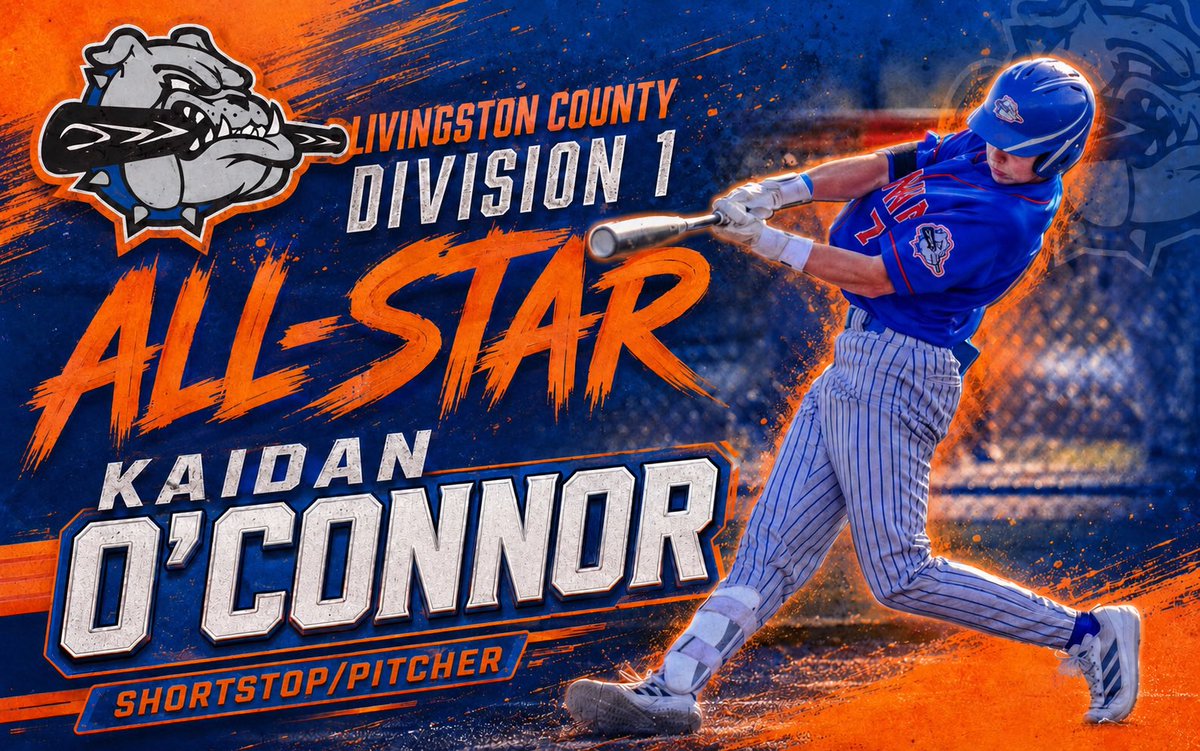 DawgsBaseball13's tweet photo. Congrats to @KaidanOConnor7 for being a Livingston County Division l  all-star. We are all proud of you. 🧡💙 https://t.co/omUwee47wg