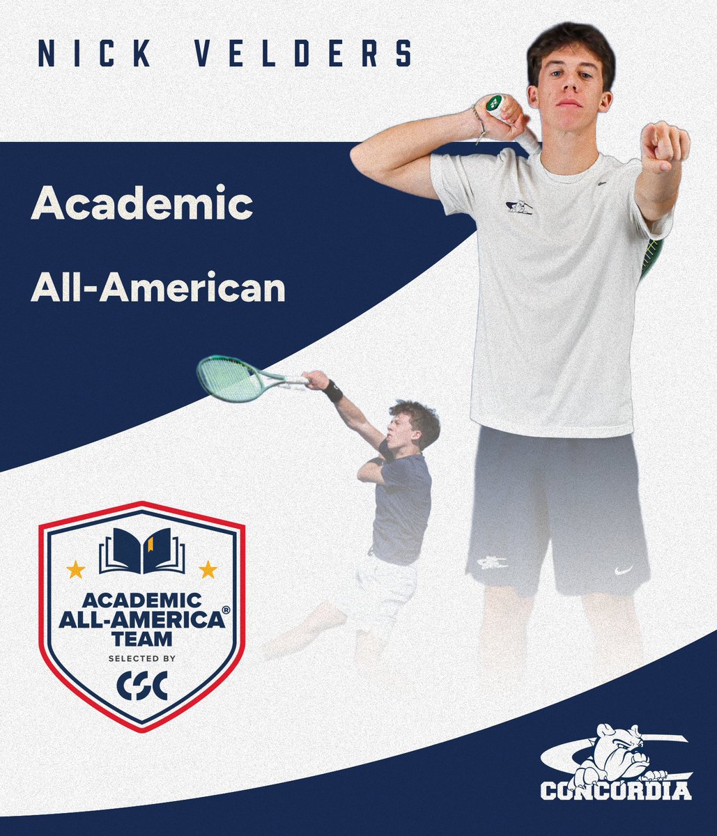 cunebulldogs's tweet photo. ⭐ Academic All-American ⭐
🏅 FIRST TEAM

🎾The two-time NAIA All-American is now a two-time Academic All-American! Congrats to @CuneTennis star Nick Velders on being honored by @AcadAllAmerica!

🔗 https://t.co/YQBvNeNESK