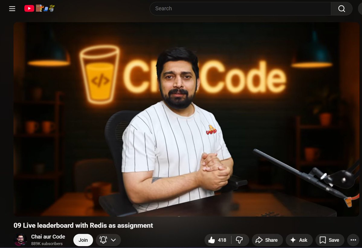 IamHimanshu_dev's tweet photo. completed this series and assignment as well, learn a lot of new things about redis. Also like and comment kar diya har video me.
#chaicode #chai_aur_redis #youtube
@Hiteshdotcom @ChaiCodeHQ https://t.co/DxgVjbbuPZ
