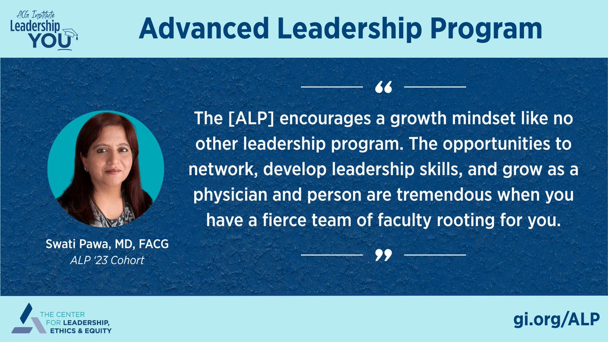 AmCollegeGastro's tweet photo. The #ACGInstitute Advanced Leadership Program is a venue for mid-career GI physicians to further develop the skills and emotional intelligence to become a strong leader. Your contributions allow ACG to fund and grow these programs!
➡️ https://t.co/fNEU6e3TwM
#ACGInstituteWeek https://t.co/OWHwF3eENW