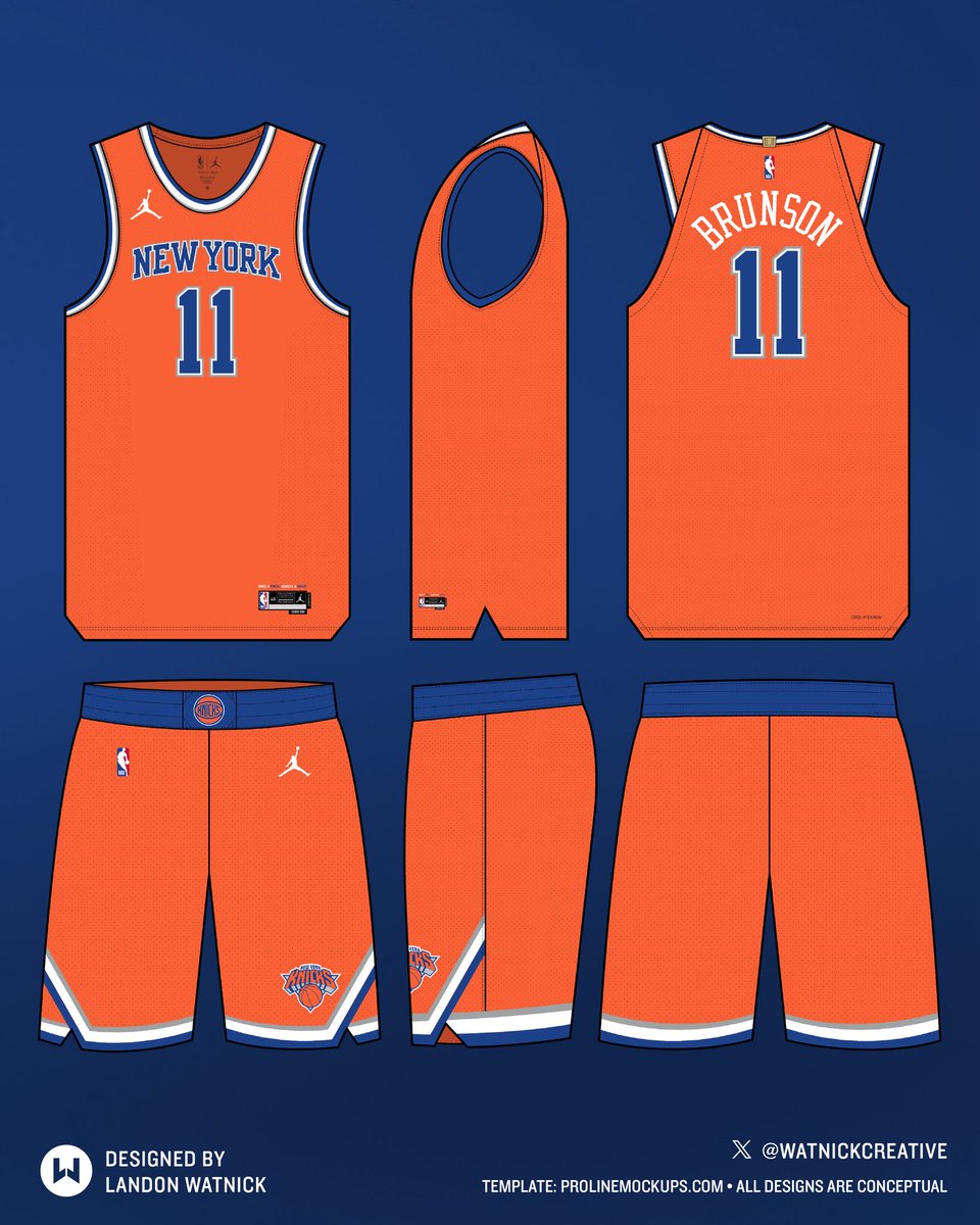 WatnickCreative's tweet photo. NBA Statement Revamp Series: New York Knicks

How would you feel if the Knicks one day brought back the orange alternates, with current color scheme and branding? https://t.co/QDODpoPzl3