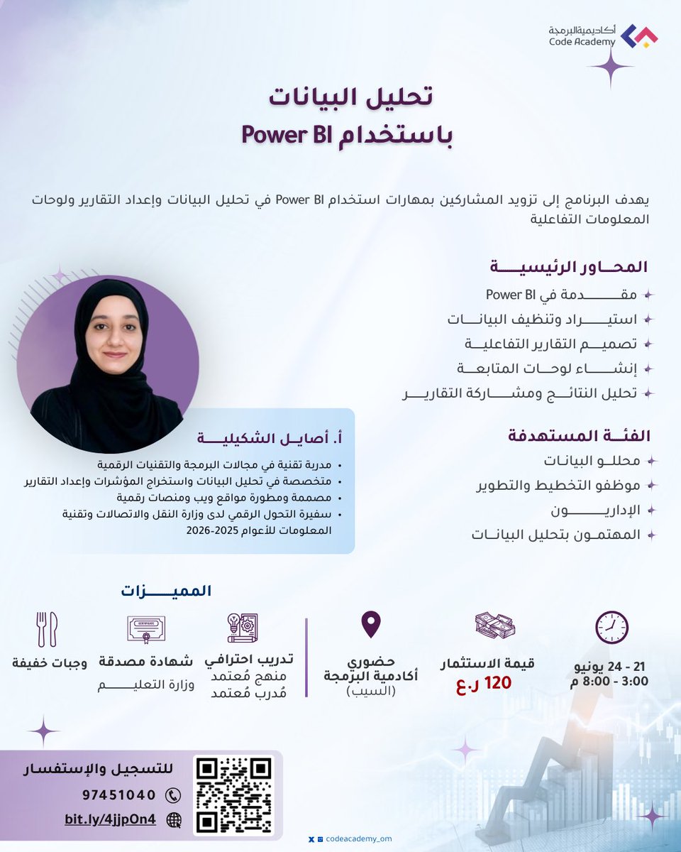 CodeAcademy_om's tweet photo. تدريب | برامج يونيو٢٠٢٦
 
التفاصيل 👇🏼
للاستفسار والحجز ☎️ ٩٧٤٥١٠٤٠ https://t.co/MWaNiOyF68