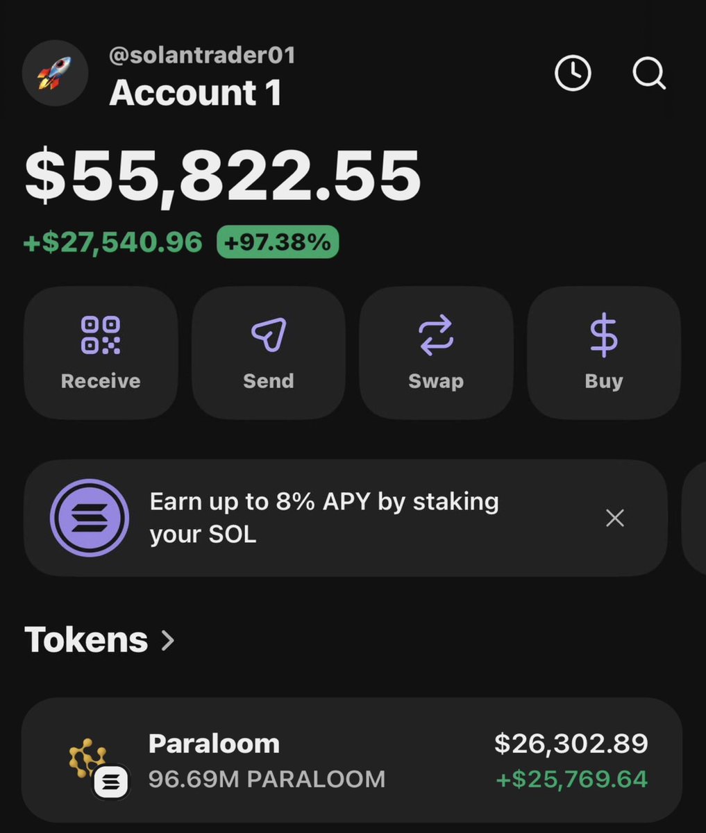 soltrader_01's tweet photo. $PARALOOM is making waves printing massive profits on my Alpha telegram group 📊🚀🏆

Fams are celebrating 🥳 🏆 as usual 

Ca: Br1JxELQYP34YdRW4gbEPLasHEtyz8eCmT2FvmnYpump https://t.co/0f89ZSizj1