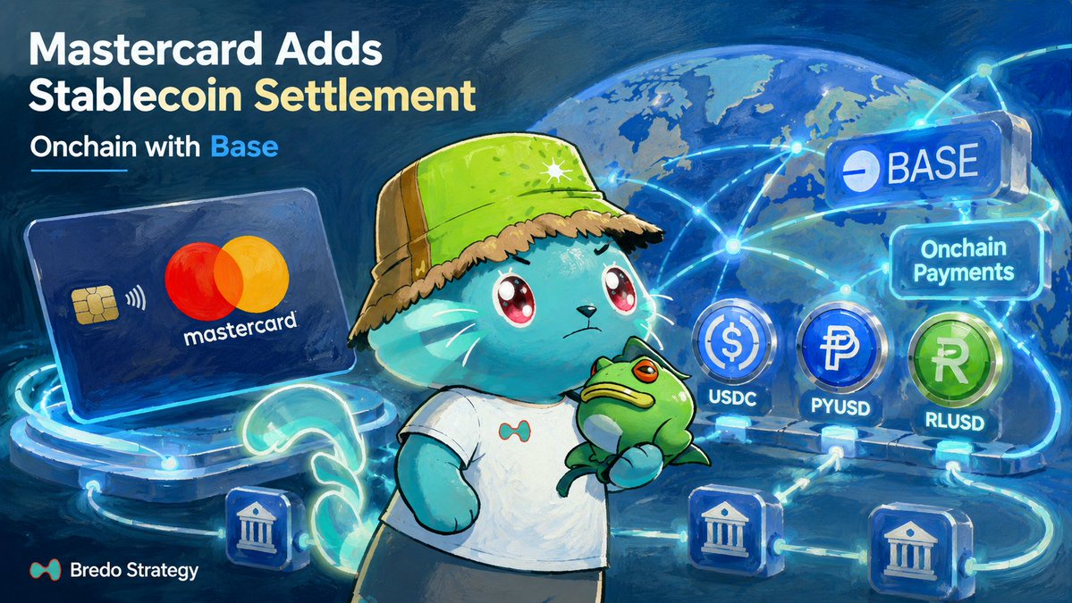 DoCryptoBred's tweet photo. Mastercard announced plans to expand settlement capabilities across its global payments network to include regulated stablecoins, intraday settlement, and weekend and holiday settlement options.

The company said supported stablecoins will include Circle’s USDC, Paxos-issued PYUSD, USDG and USDP, Ripple’s RLUSD, and SoFiUSD.

Mastercard also listed Arbitrum, Base, Canton, Ethereum, Polygon, Solana, Tempo and XRPL among the supported blockchain networks.

ARQ, CBW Bank, Cross River, Lead Bank and Nuvei are expected to be among the first participants supporting stablecoin settlement optionality in the U.S. and Latin America, with further expansion planned through 2026.

Source:
 https://t.co/OBaDhmxGg9
#Mastercard #Stablecoins #Payments #Crypto #Base $USDC $PYUSD $RLUSD $SOL $ETH

BredoStrategy Vault -https://t.co/EZLT76Vfpo
MyReff-ThankYOU - https://t.co/DTGaMiNjNT