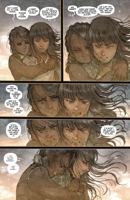 comicvisibility's tweet photo. The queer comic characters of the day are Maika Halfwolf and Tuya from Monstress!

Maika and Tuya were in a relationship at the start of Monstress. While not specified, they are likely both lesbians, as neither has shown interest in men.

(Note Monstress is for mature readers) https://t.co/0zuUfEKN98