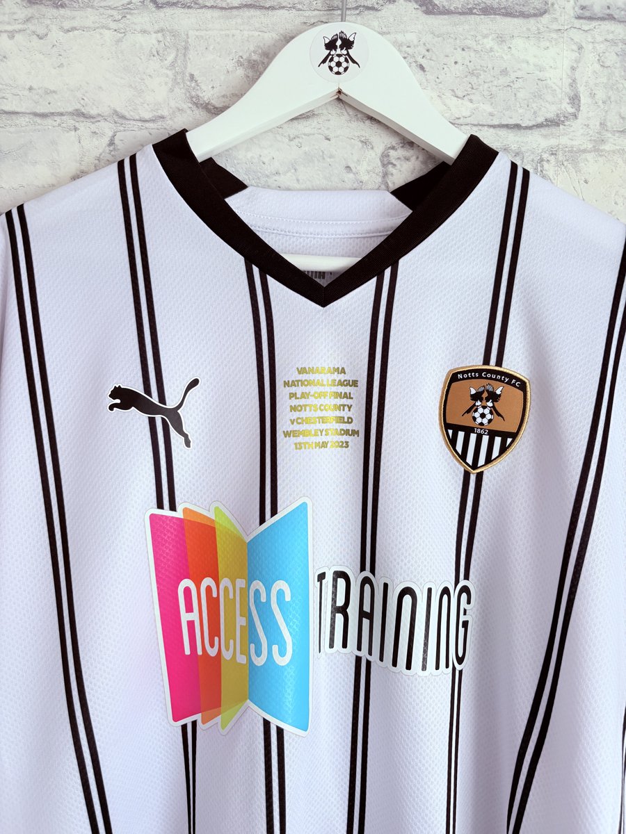 ClassicNotts's tweet photo. Who is Pablo Emilio ? 🤦🏻‍♂️ 
We got rid of him anyway and added Macca to the number 9 as it should be.
Wembley 2023 details added to the front. 
Shirt rescued?
DM us for any repairs / printing 📥
#notts https://t.co/x0TjqBFTdI