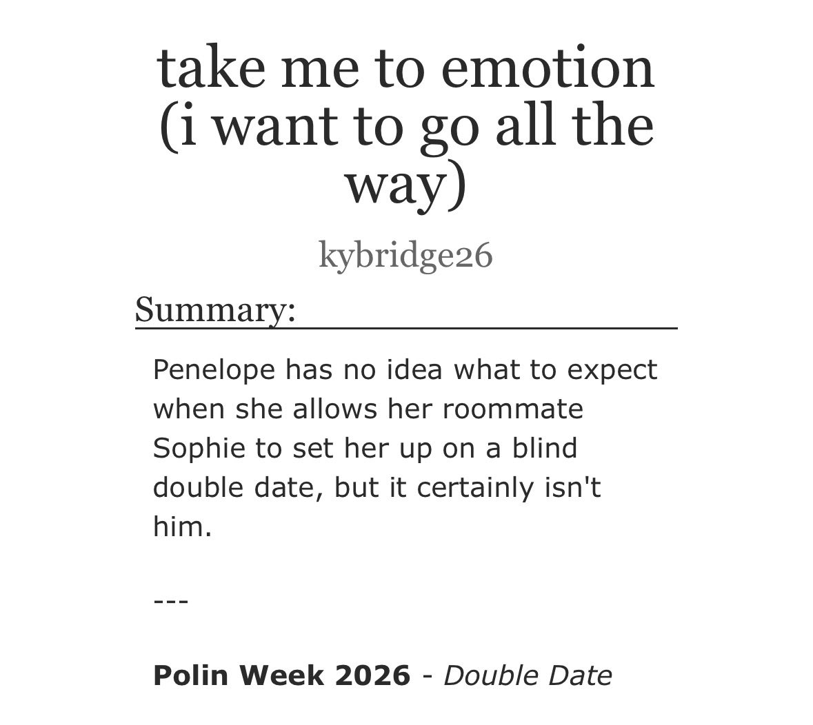 kybridge26's tweet photo. a double date gone wrong (or maybe incredibly right) after penelope realizes her date looks familiar for a reason 🙂‍↕️

https://t.co/Yd1i0uBOor https://t.co/tlxf9jmHnd