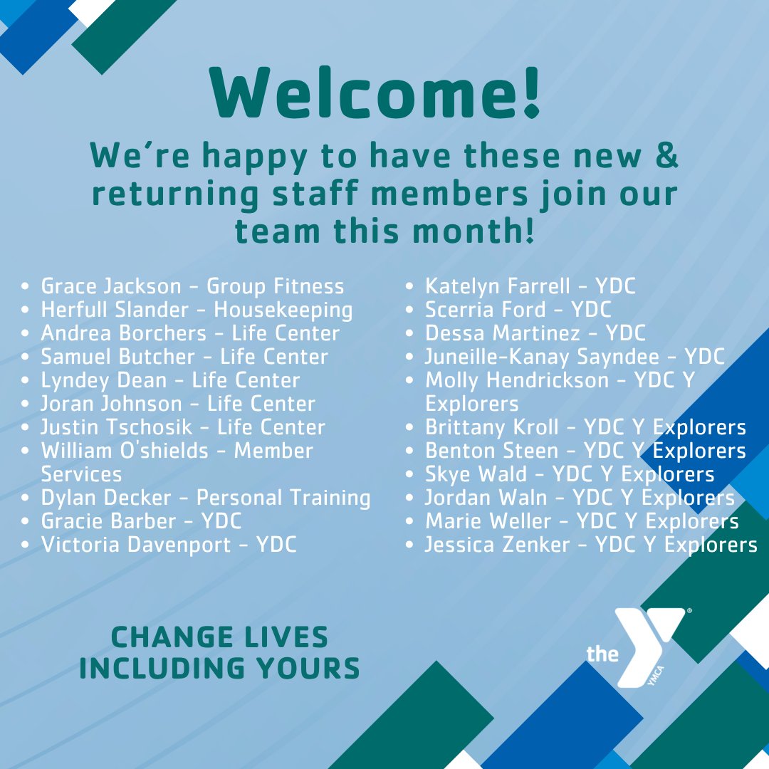 FWBisMan's tweet photo. ☀️🎉 Welcome to our newest Y &amp; Family Wellness team members! 💙🙌
June is off to a great start with fresh faces, new energy &amp; more amazing people helping us serve our community every day. Be sure to say hello when you see them! 😊✨
#WelcomeAboard #BismarckY #FamilyWellnessBisman https://t.co/bk6X70dIqp