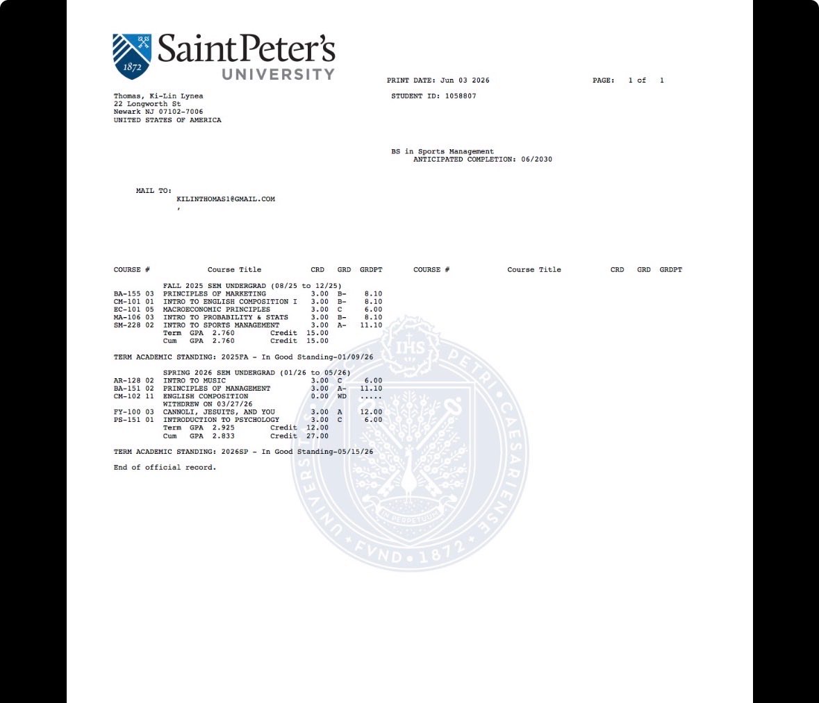 KiLinThomas4's tweet photo. 1st year of College in the books. No basketball but have 27 credits. Off to JUCO focused &amp; fundamental. https://t.co/QmFx3sJXNH
