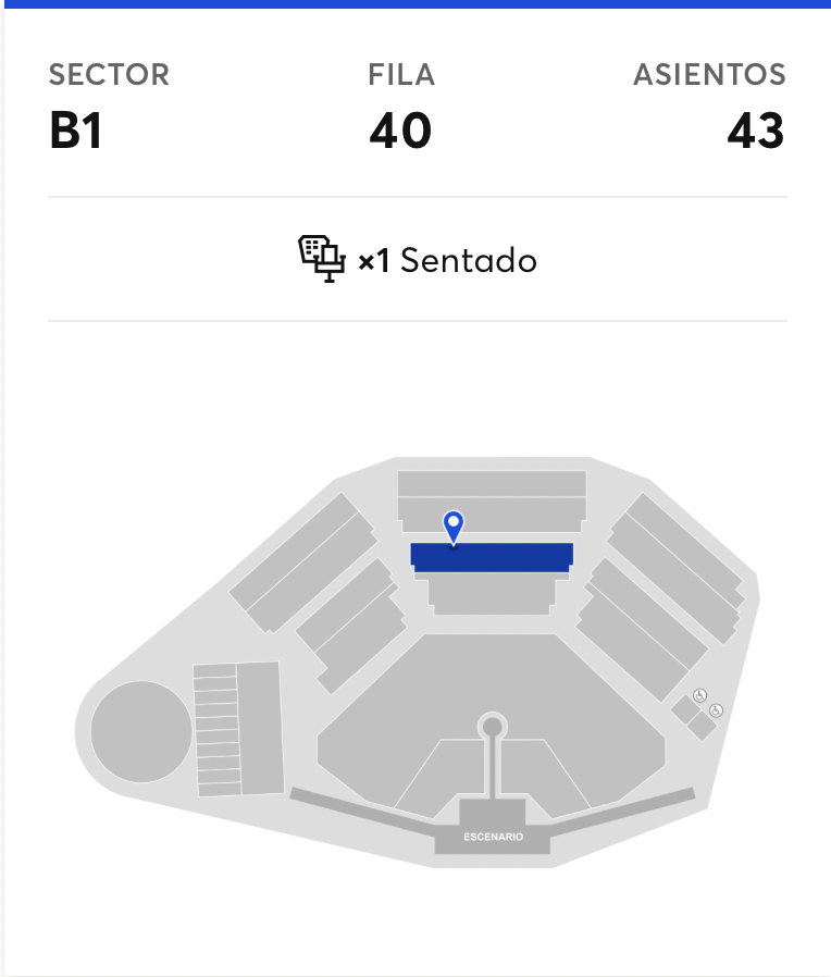 roseareeveryone's tweet photo. Vendo 1 entrada para Shakira el 25 de septiembre por 164,21€ a través de ticketswap.

Grada baja superior - Sector B1 - Fila 40 - Asiento 43
Vista frontal!!

https://t.co/qHXem1NGic

las mujeres ya no lloran residencia estadio shakira tour concierto me sobra busco alguien busca https://t.co/Mhc7xt7Wgh