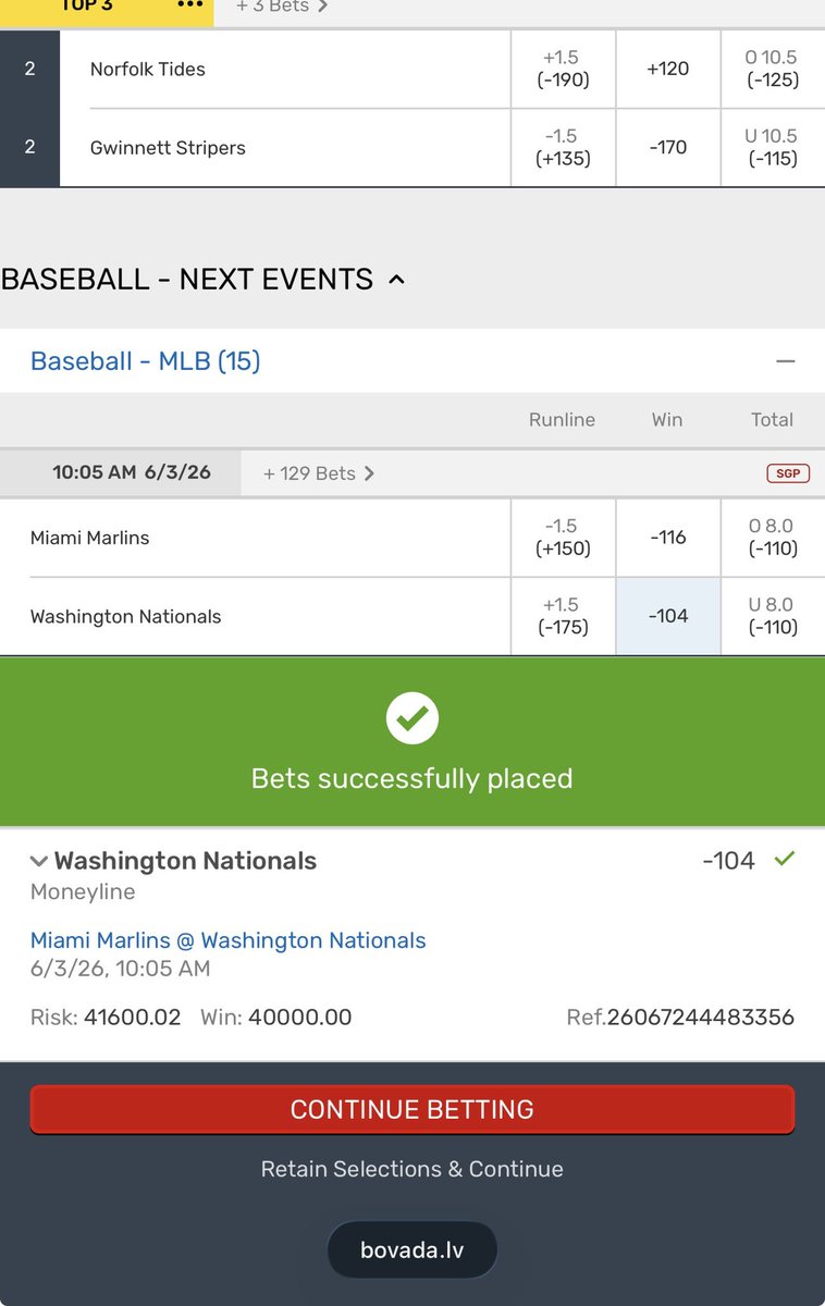 TweetyFades's tweet photo. ⚾️Marlins vs Nationals | 10:05AM

40* Washington Nationals ML (-104)

The Nationals will avoid a sweep today. While Meyer has a good record, the Nationals have been hitting .364 against him. In his last outing, he gave up 6 runs to the Mets, indicating signs of regression. This is my favorite public fade for today.

Good luck everyone!🍀