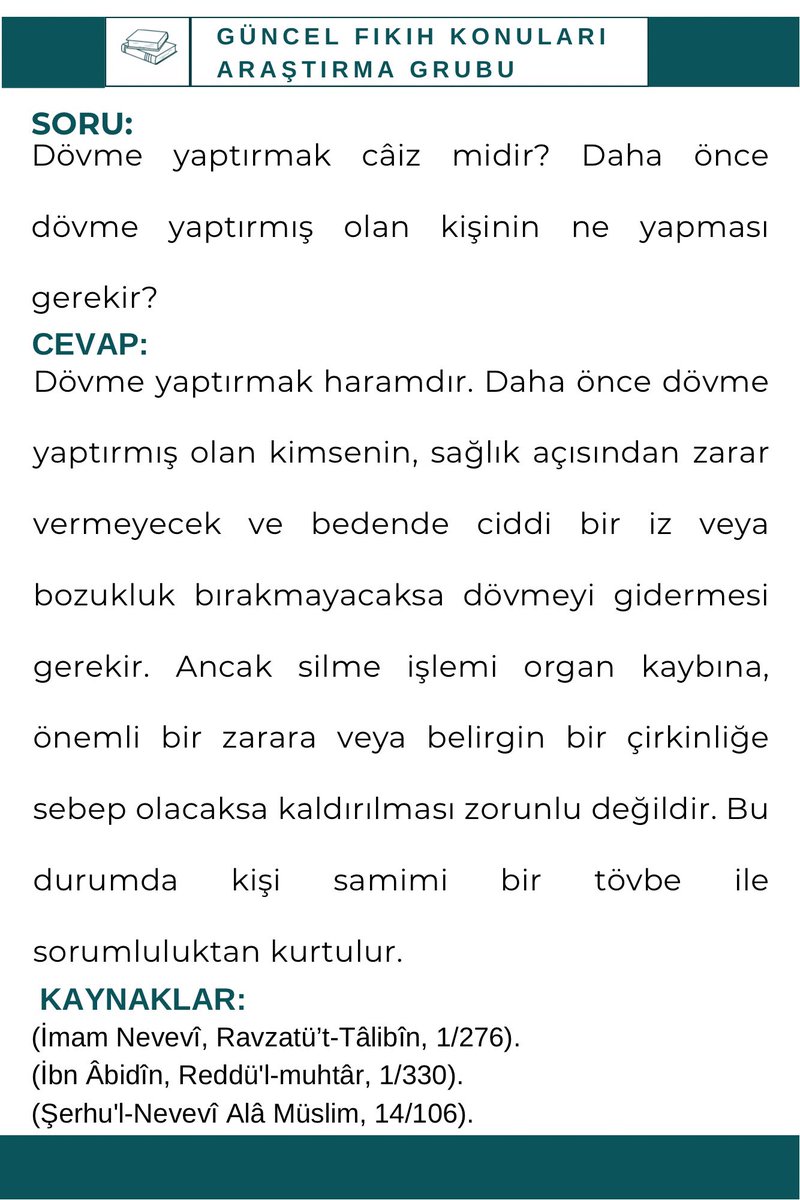 02_Molla's tweet photo. ❓SORU: Dövme yaptırmak câiz midir? Daha önce dövme yaptırmış olan kişinin ne yapması gerekir?

🔗 KANAL LİNKİ: https://t.co/xIN6pwuh0Z

#dövme #dövmesilme #haram https://t.co/0tOW60iazZ