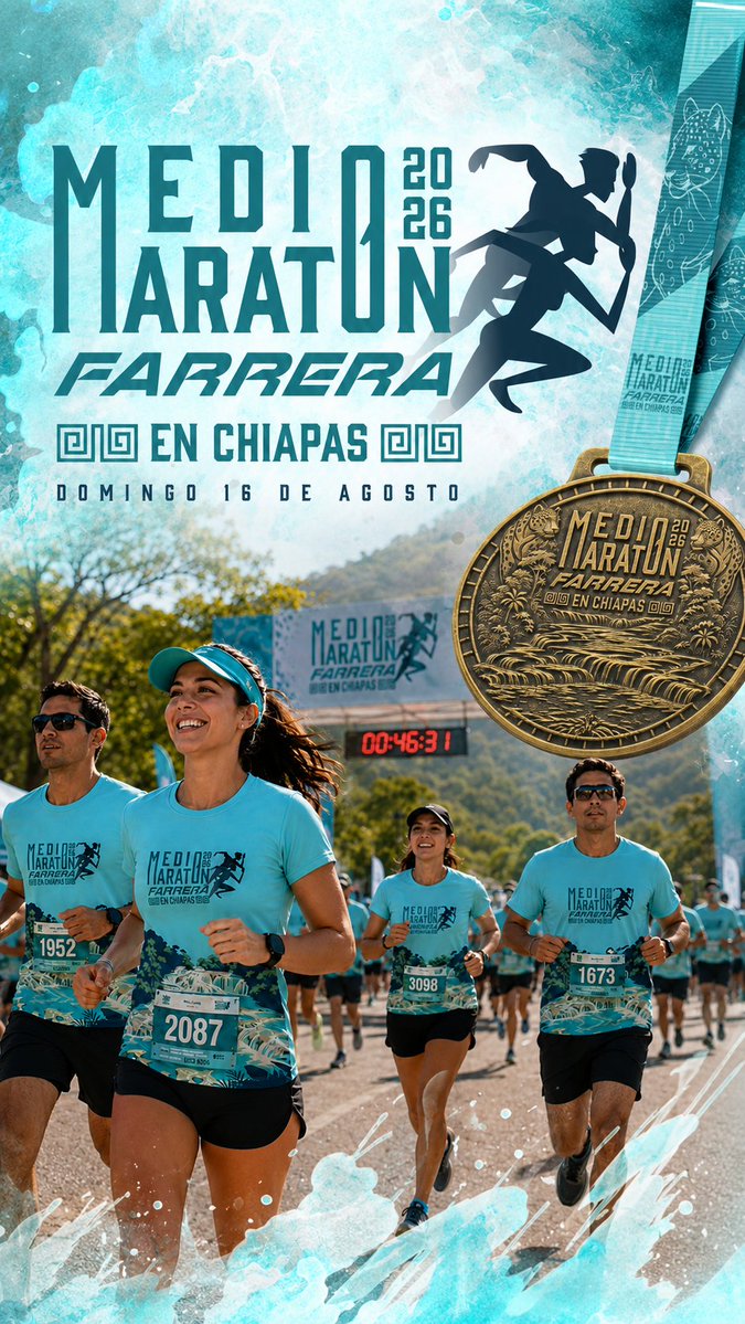 ChpsRecomienda's tweet photo. Presentan el Medio Maratón FARRERA 2026

#TuxtlaGutiérrez, #Chiapas.- En Holiday Inn Tuxtla presentaron esta mañana la 5a. Edición del Medio Maratón #FARRERA 2026 que se llevará a cabo el Domingo 16 de Agosto a las 6am en el Parque Central de la Capital del Estado. https://t.co/gPN0boCa3s