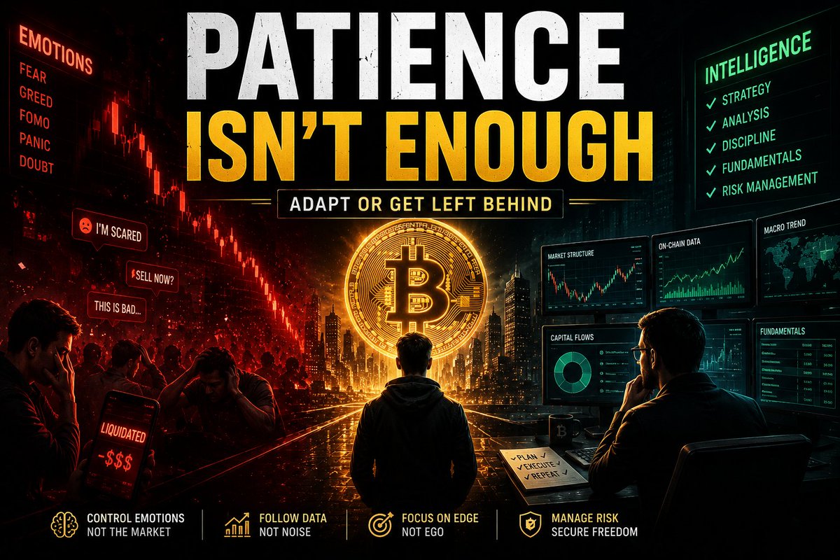 Crypto__Layer's tweet photo. No matter how many times $BTC falls, it comes back up.

No, the market does not only reward the patience anymore.

Smart players make money. 
Emotional players suffer.

Simple.
No rocket science. https://t.co/jjsRrBjORs