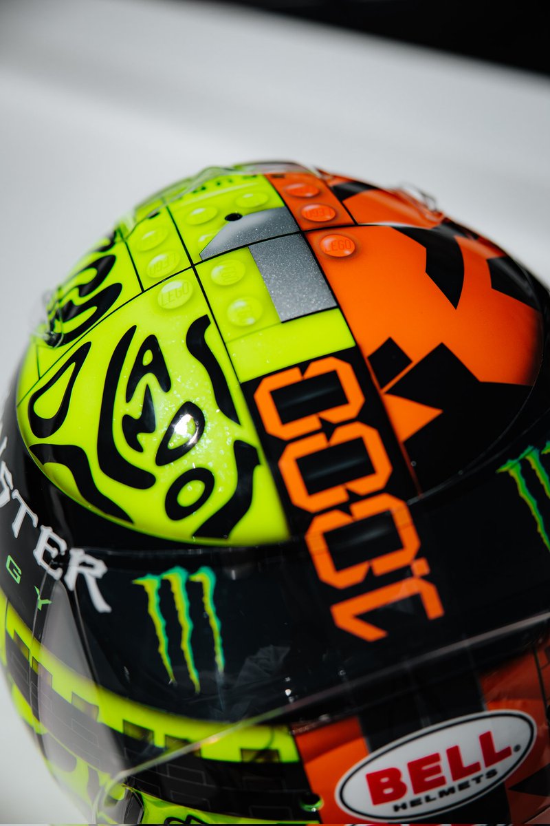 LN4's tweet photo. Brick by brick he nailed the details ;) here a closer look at lando's monaco gp helmet https://t.co/3YprykM4l5