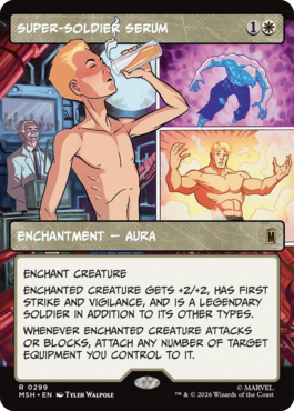 MTGGoldfish's tweet photo. Apparently the Super-Soldier Serum itself makes you a soldier? Didn't know it worked like that. More previews at https://t.co/nEAD56xTUs

Source: https://t.co/Og6zQbW5GV
🎨: @TylerWalpole https://t.co/cnESIHEPes